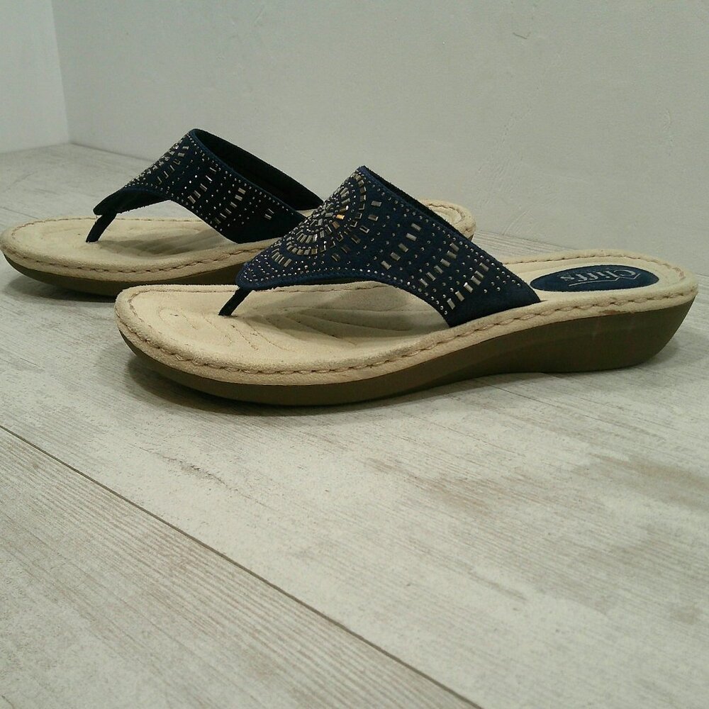 CLIFFS BY WHITE MOUNTAIN Navy Women's Cienna Mini Wedge Flip Flop Sandal Size 11 - Picture 9 of 11